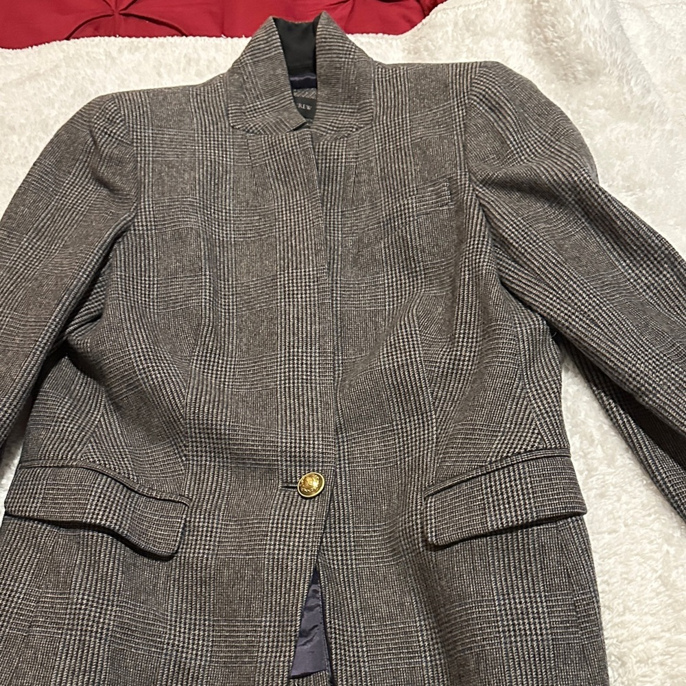 J. Crew Black and White Plaid Blazer